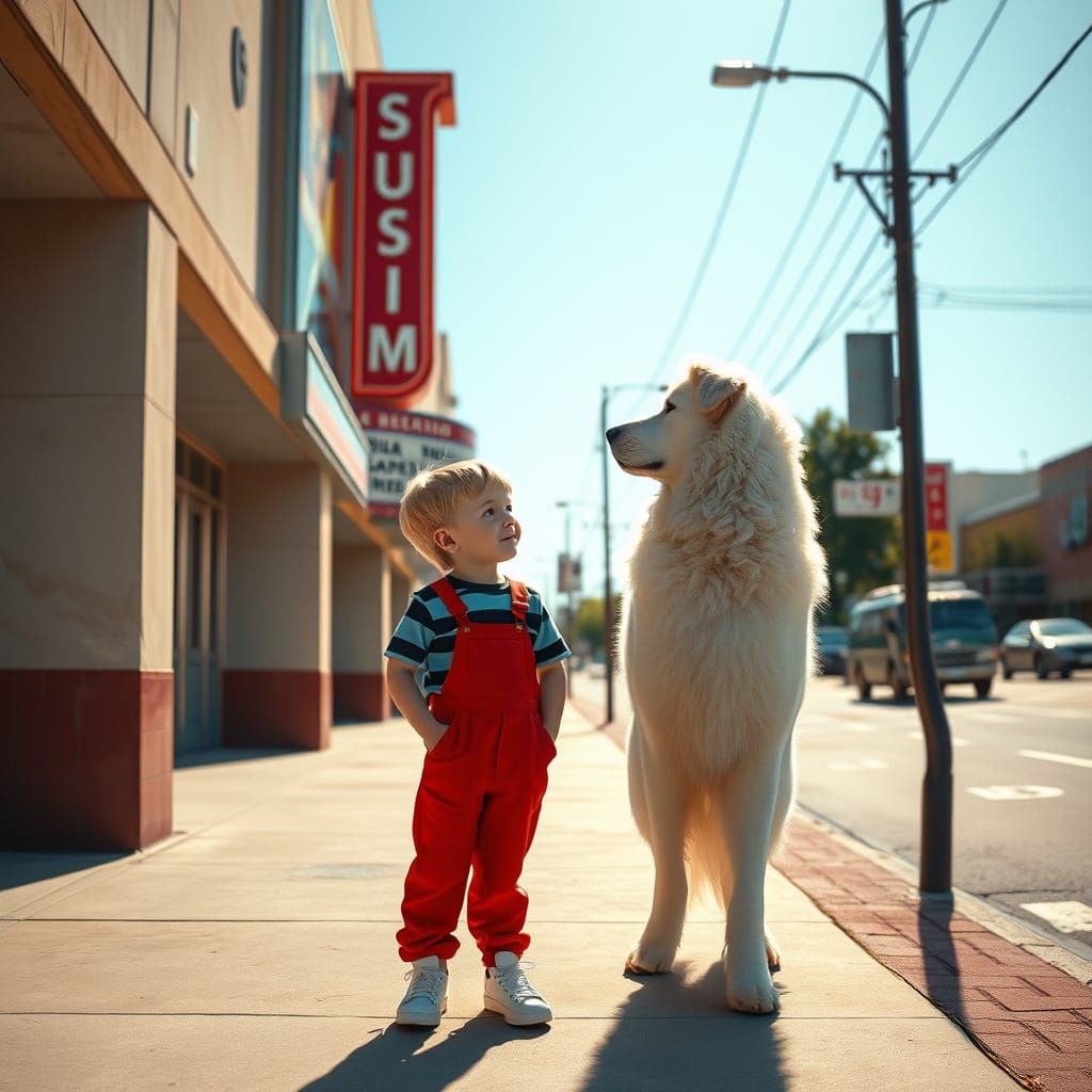 Dennis the Menace going to the theater with his dog Roof