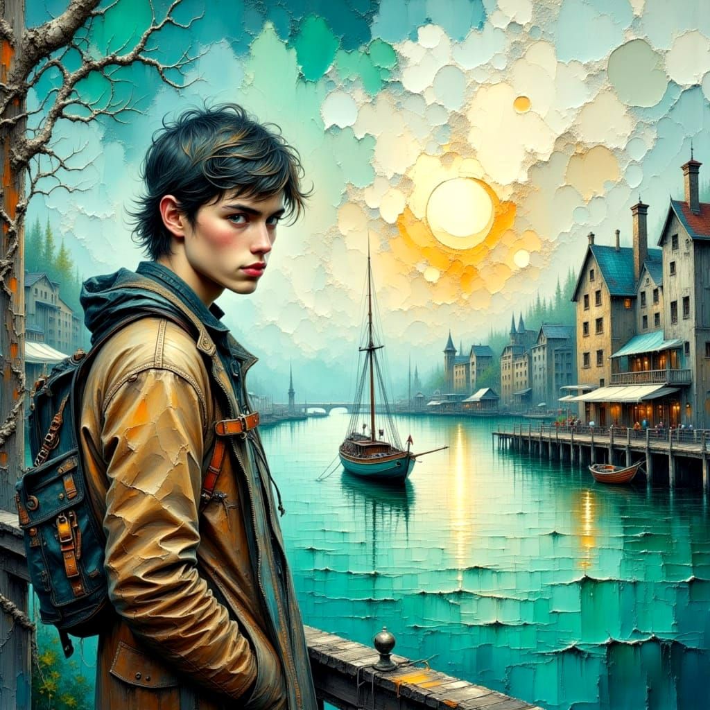 Desperate Run to the Harbor: Impasto Watercolor Painting