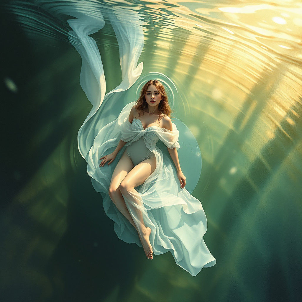 Woman in Water Gown: Ethereal Dreamscape