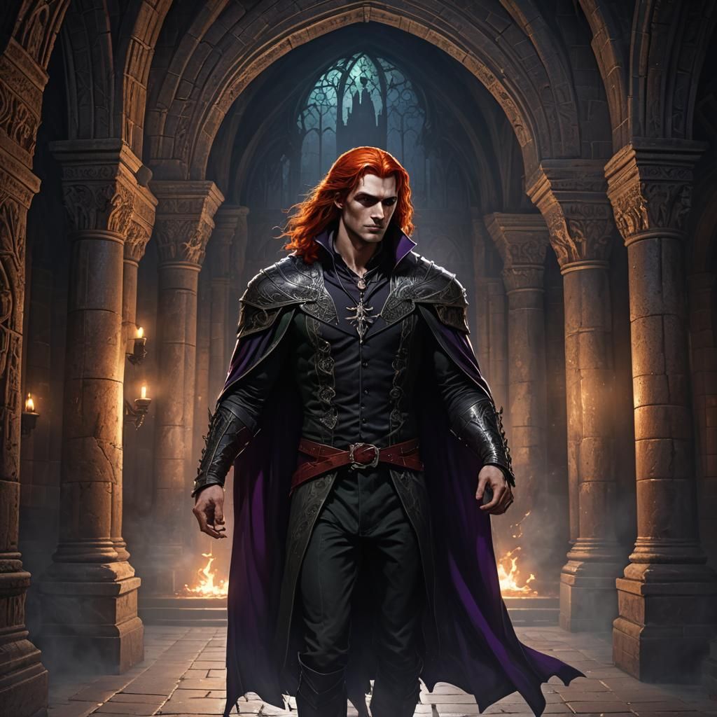 Handsome Vampire Portrait in Gothic Style