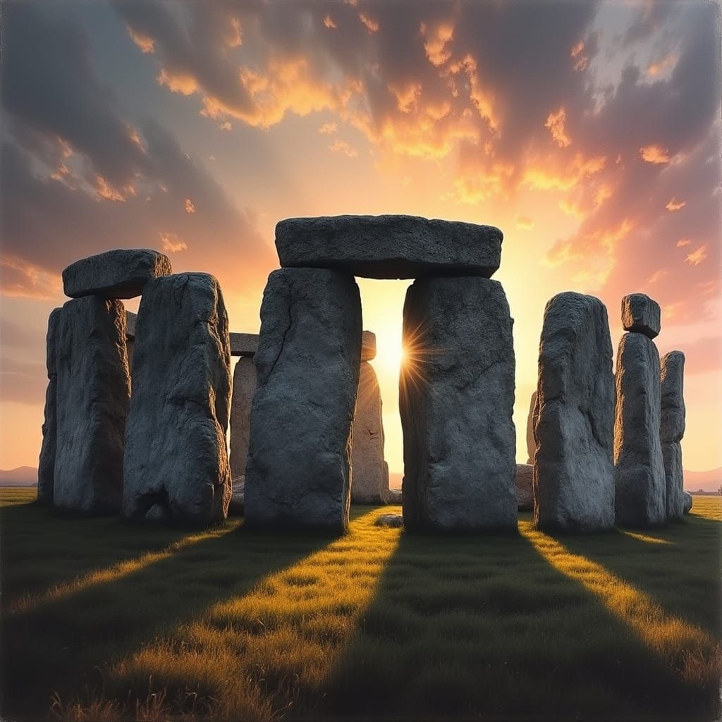 Hyperrealistic Charcoal Drawing of Stonehenge