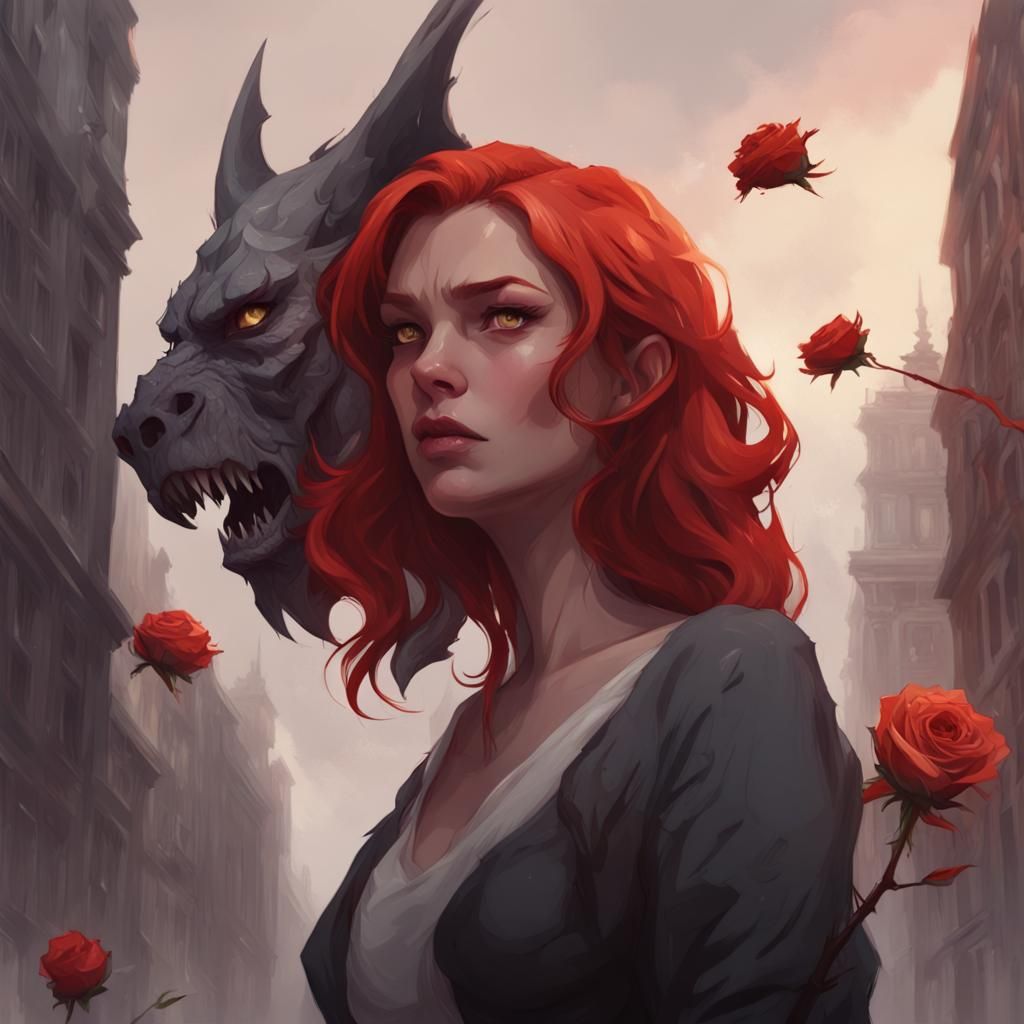 Red-Haired Woman and Gargoyle Witness City's End