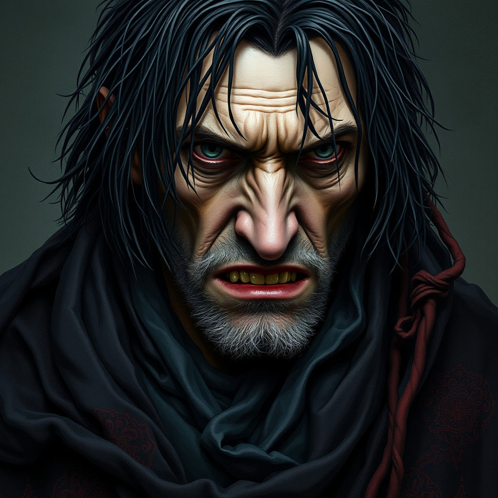 Mystical Man in Black Robes: Dark Fantasy Art