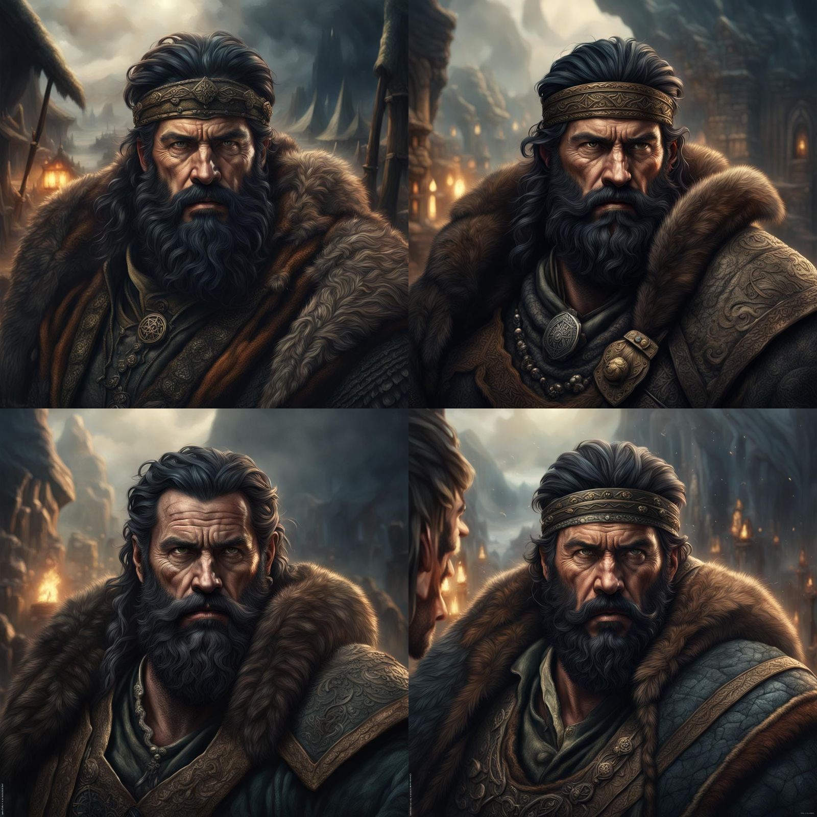 Dark Fantasy Barbarian with Black Beard