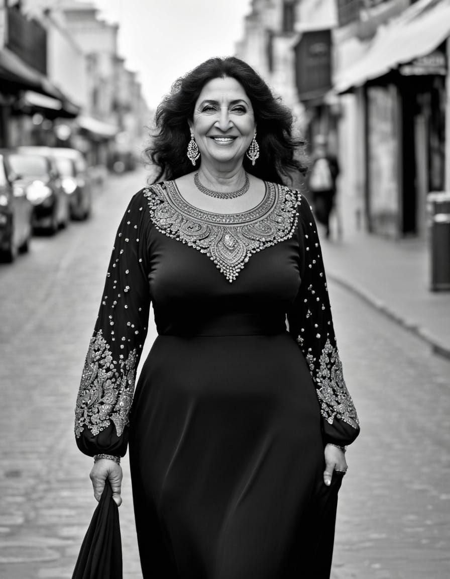 Vintage-Inspired Portrait of a Confident Middle Eastern Woma...