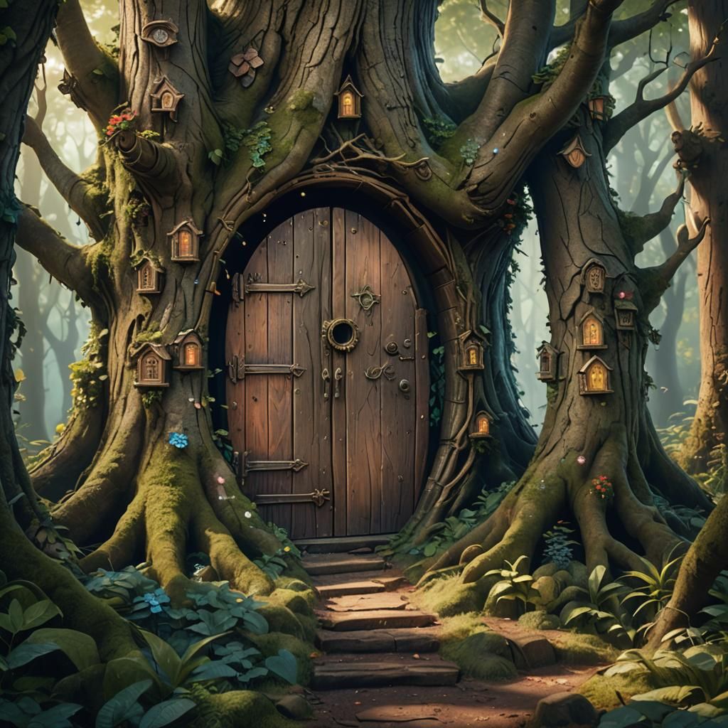 Magical Forest with Secret Fairy Doors: Matte Painting