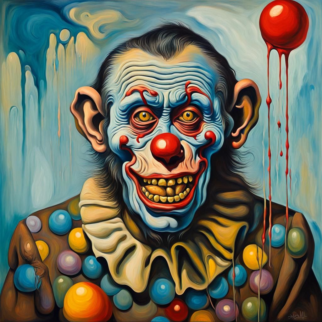 Surreal Zombie Monkey Clown in Picasso Style