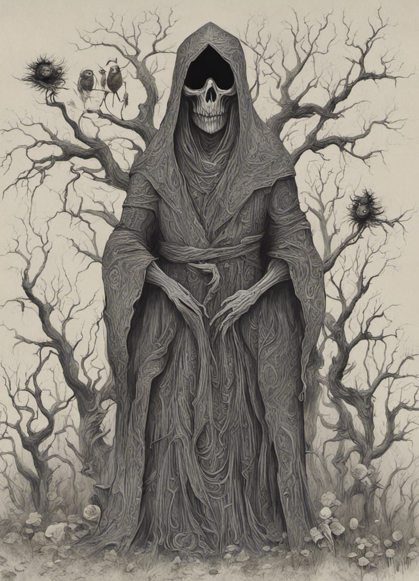 Ethereal Wraith in Folk Art Style