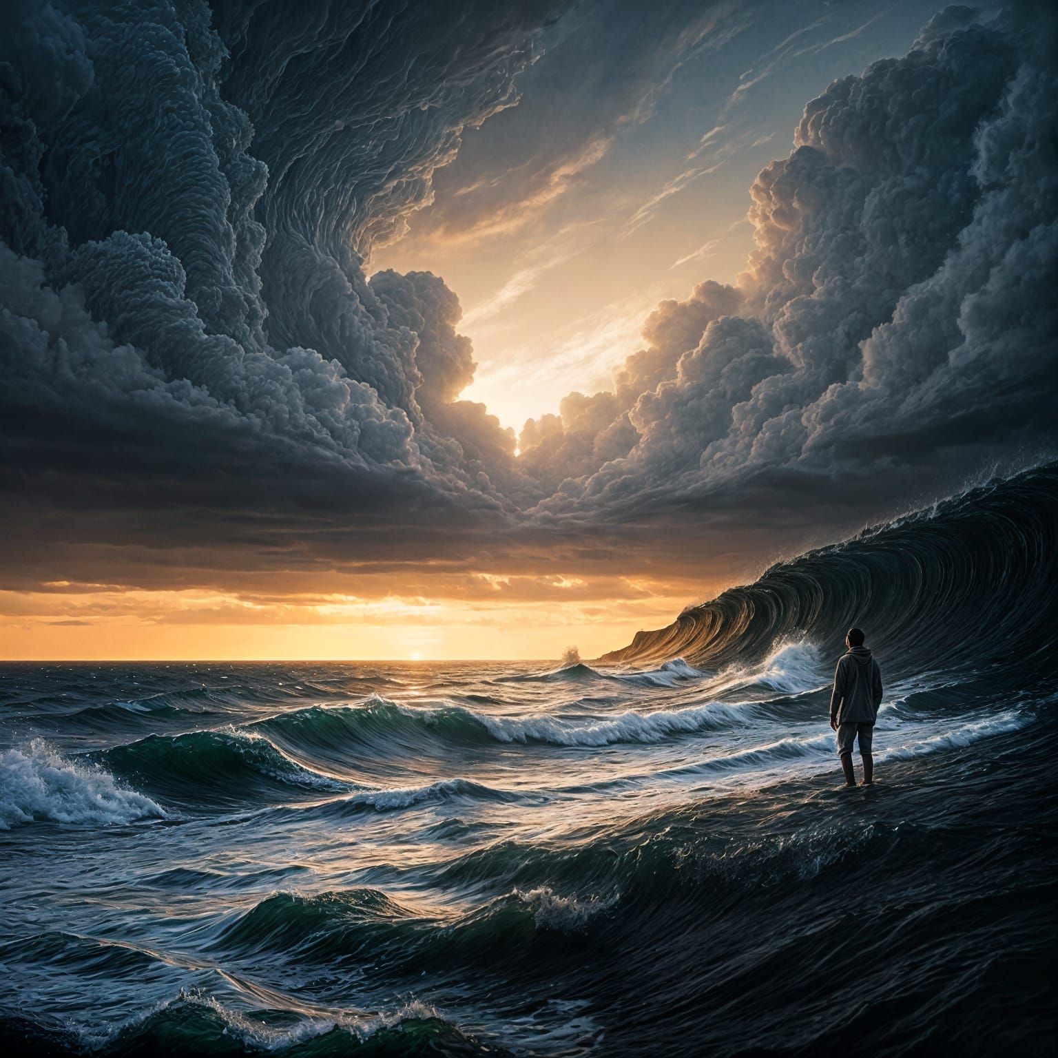 Stormy Seascape in Hyperdetailed Charcoal Drawing Style