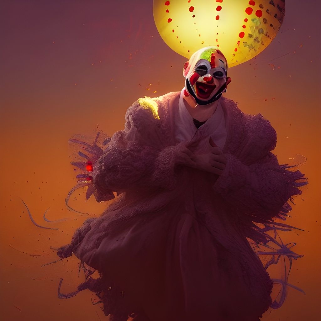 Terrifying Clown Inflates Human Balloon: Golden Hour Fantasy