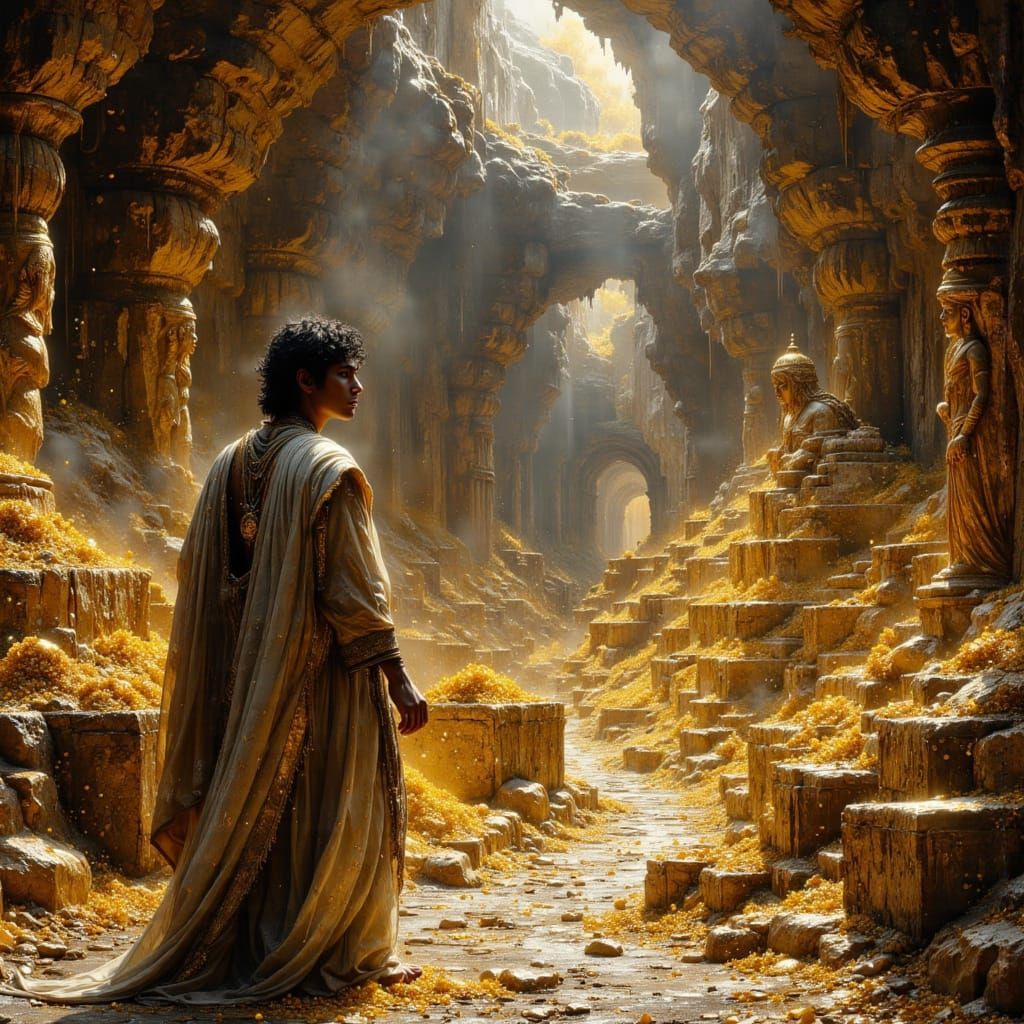 Ali Baba's Cave of Treasures in Oil Paint Style