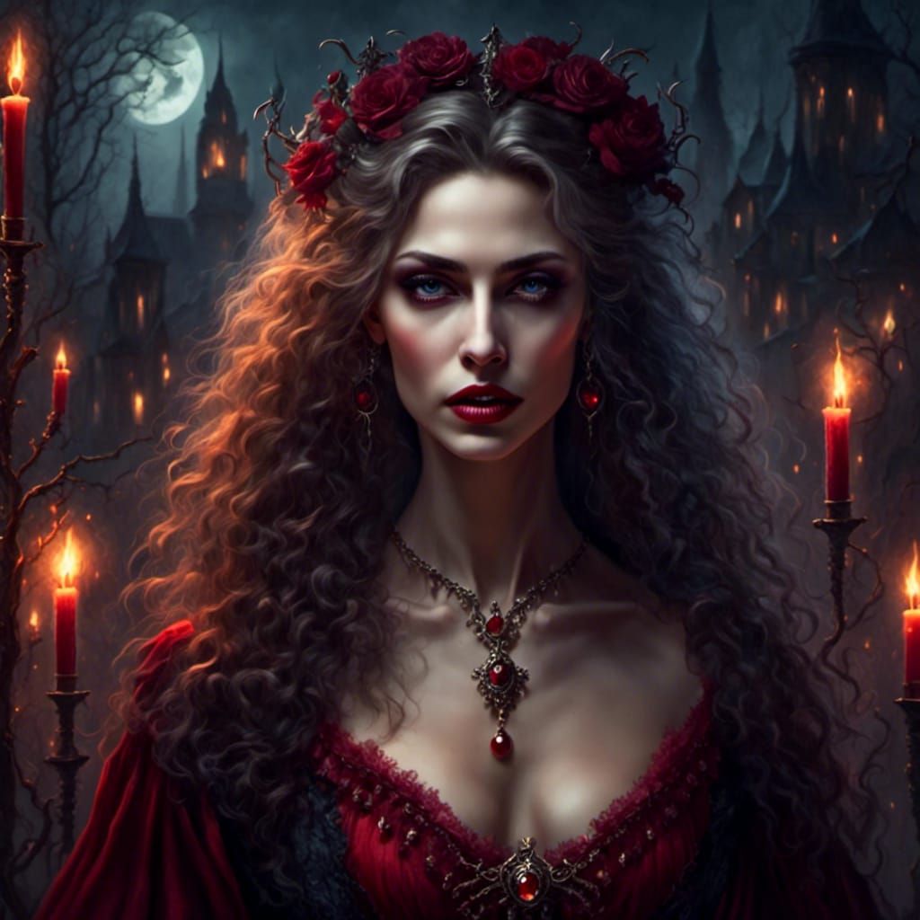 Ethereal Female Vampire in Dreamlike Style
