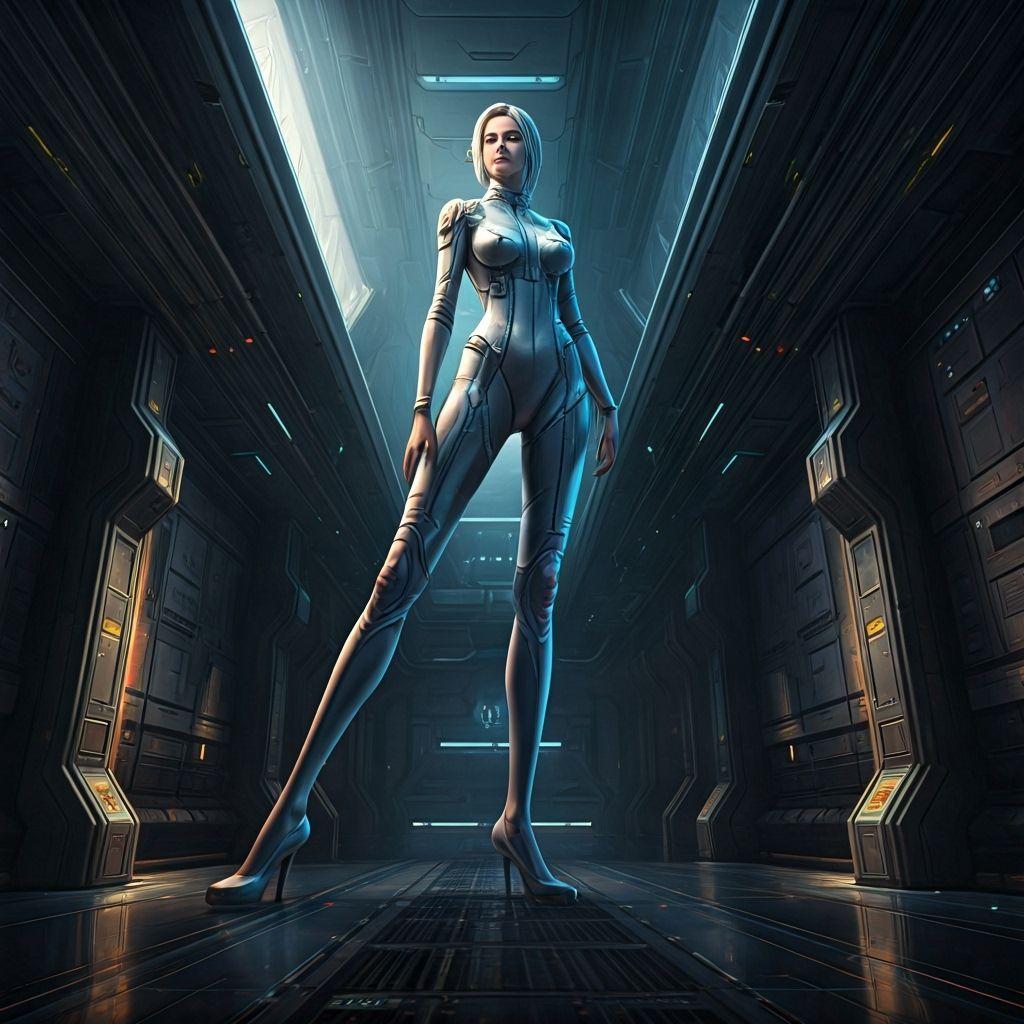 Giantess on Space Station: Fantasy Concept Art