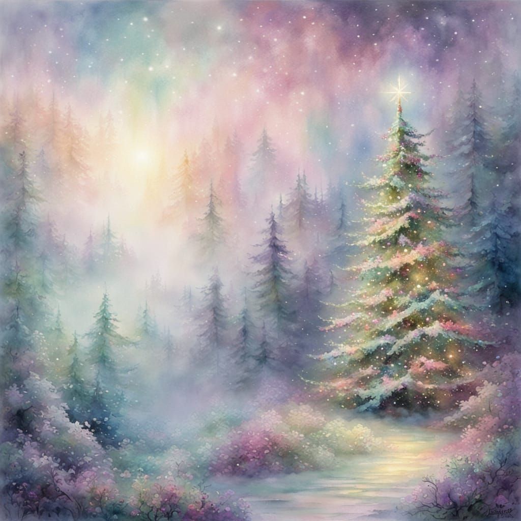 Ethereal Christmas Tree in Soft Hues