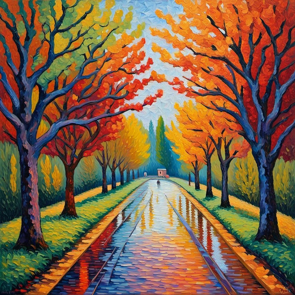 Colorful Textured Oil Painting in Neo-Impressionist Style