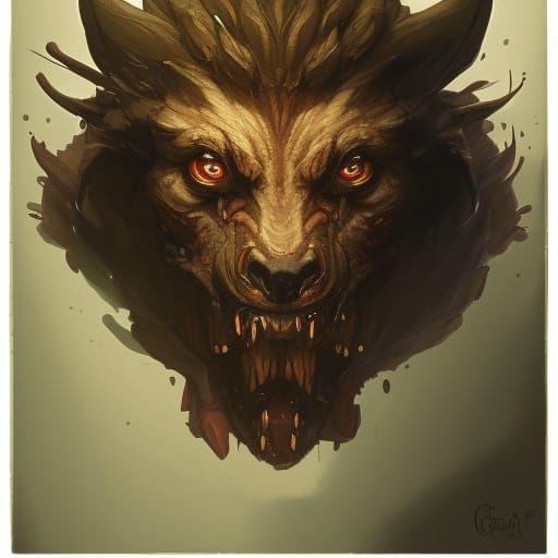 Demonic Eldridge Gnoll Portrait in Hyperdetailed Style