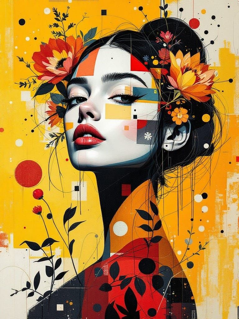 Abstract Masterpiece in Vibrant Fauvist Style with Cubist an...