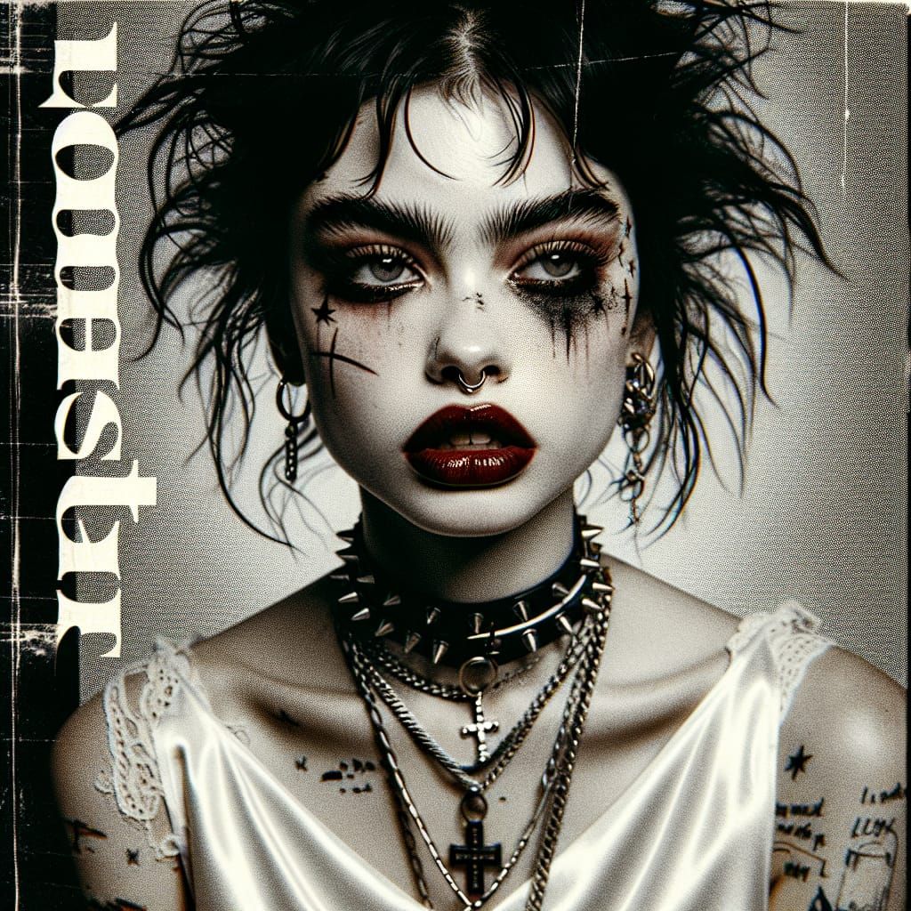 Grunge Album Cover with Edgy 90s Female Star