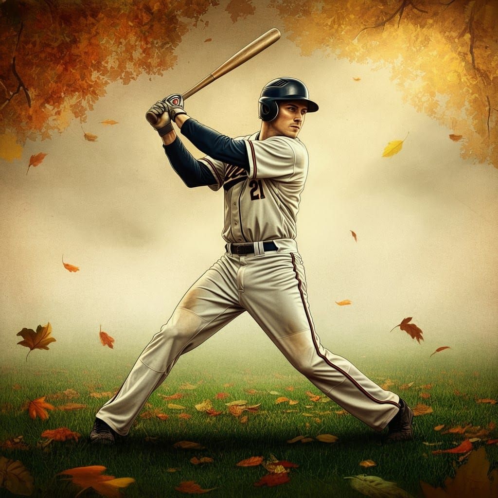 Autumn Baseball Player in Nostalgic Golden Light