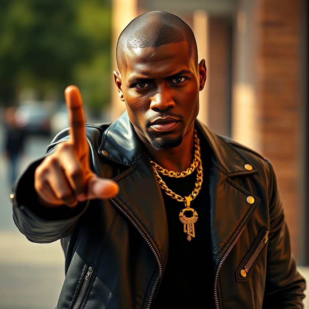 Confident Gangster with Intense Gaze