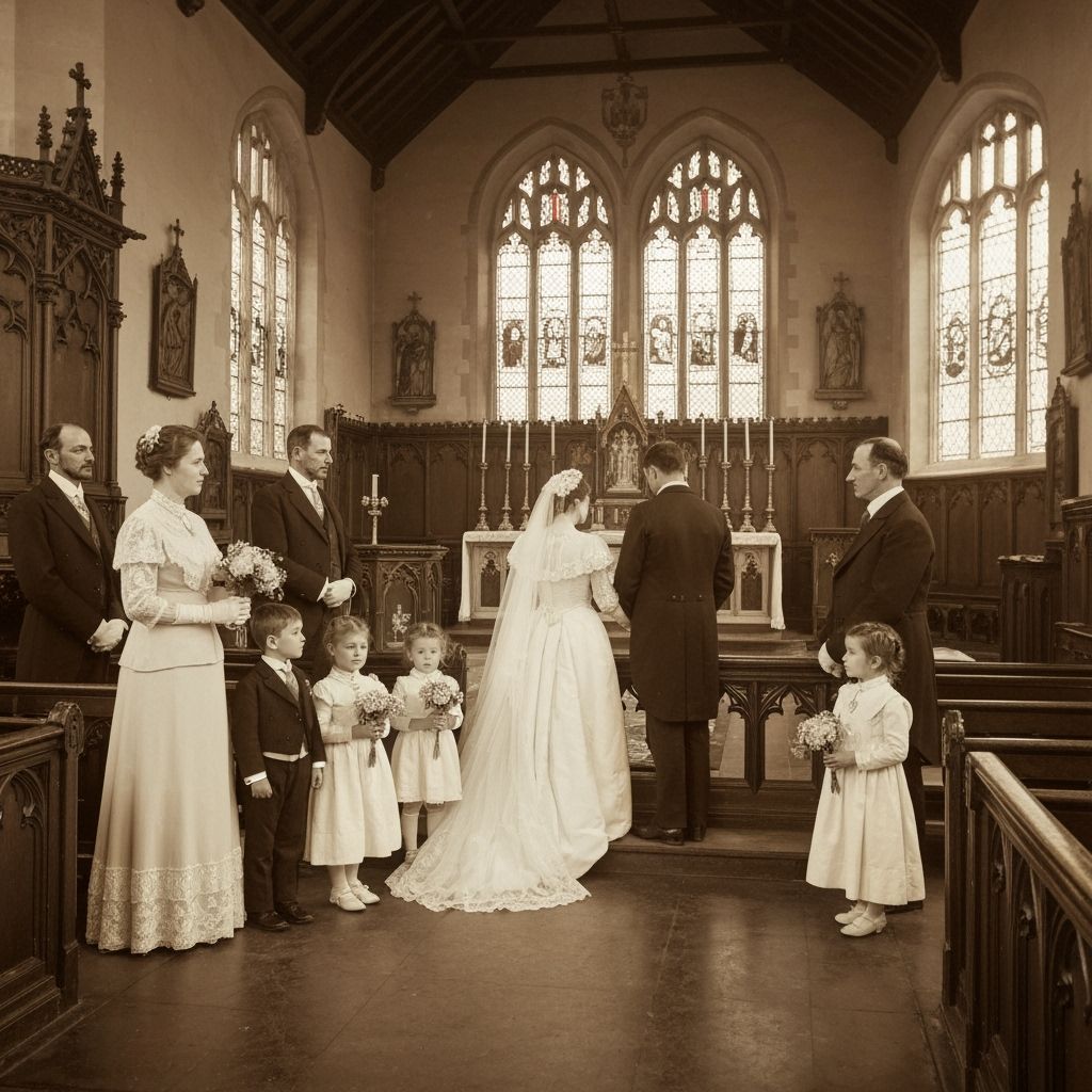Victorian Wedding Ceremony in Sepia Toned Photograph