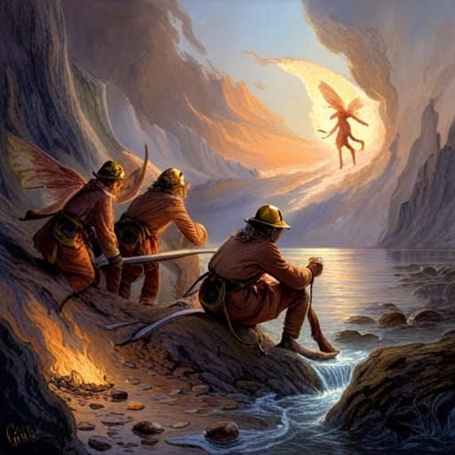 Firefighters and Fairies in Dark Fantasy Style
