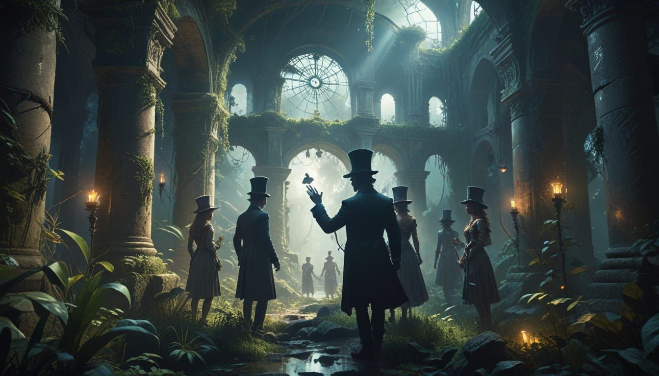 Friends Explore Ancient Ruins in Ethereal Light