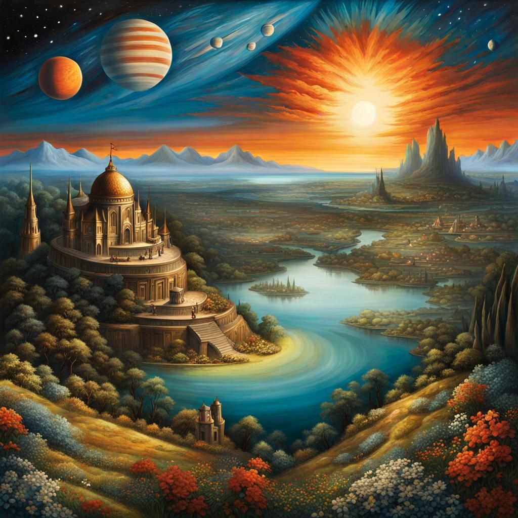 Surreal Woman's Quest for Stars and Water
