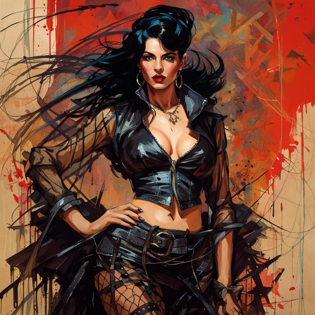 Dark Mistress Portrait in Pin-Up Style