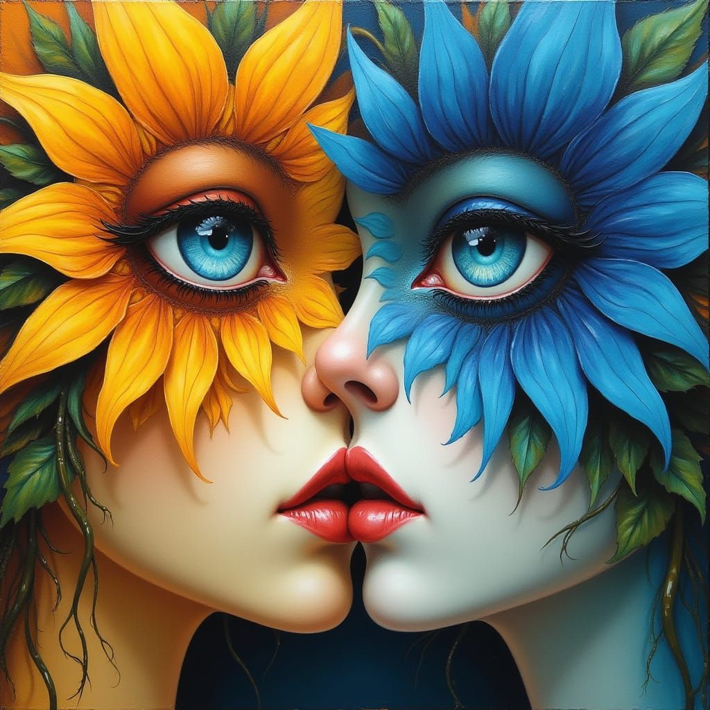 Surreal Double Portraits in Whimsical Style
