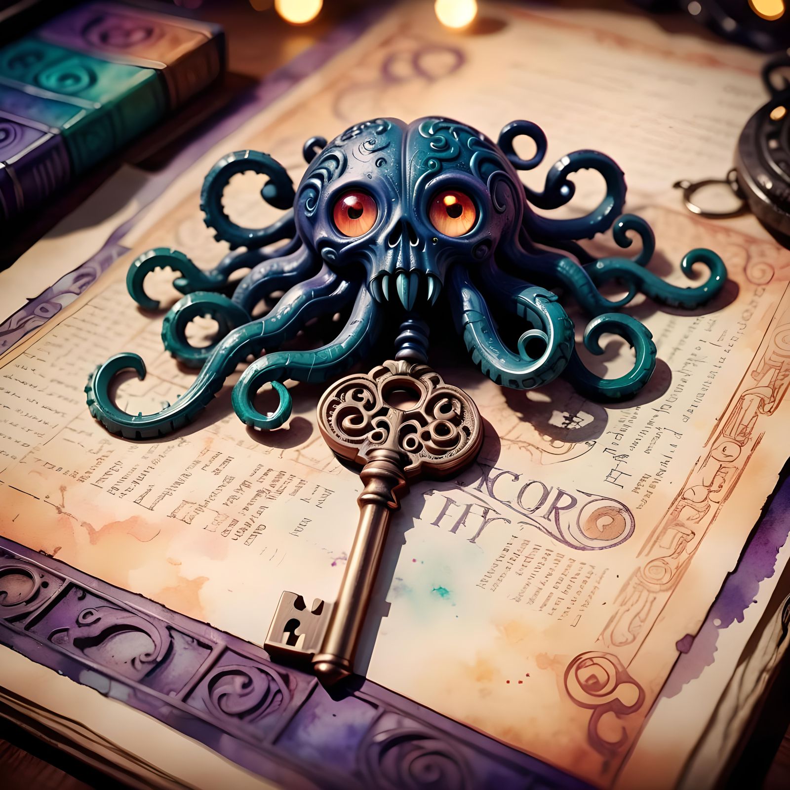Eldritch Horror Animated Key in Watercolor Style
