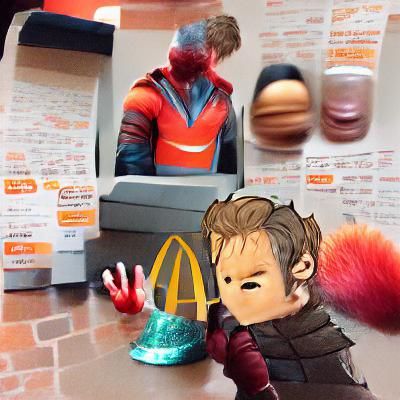 Anthropomorphic Raccoon Orders Fast Food in Photorealistic S...