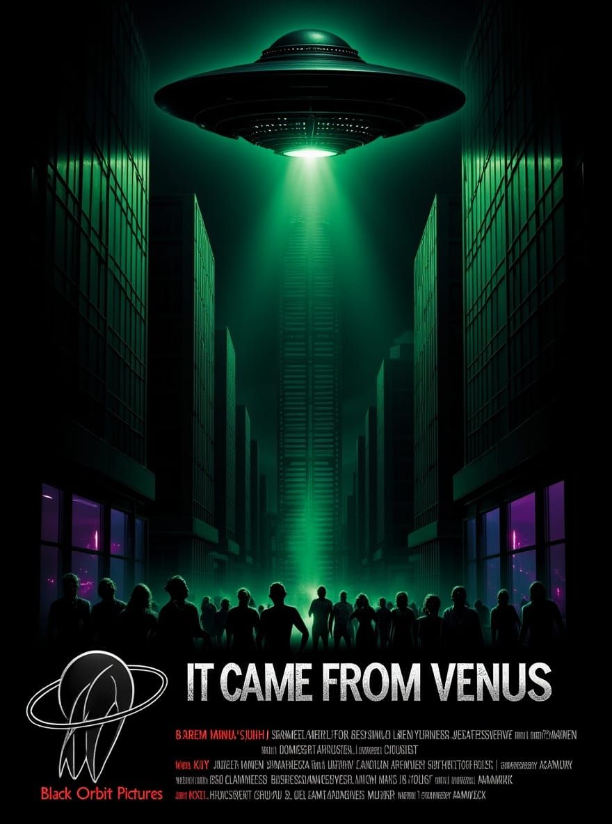 Menacing Spaceship Movie Poster in 2000s Sci-Fi Style