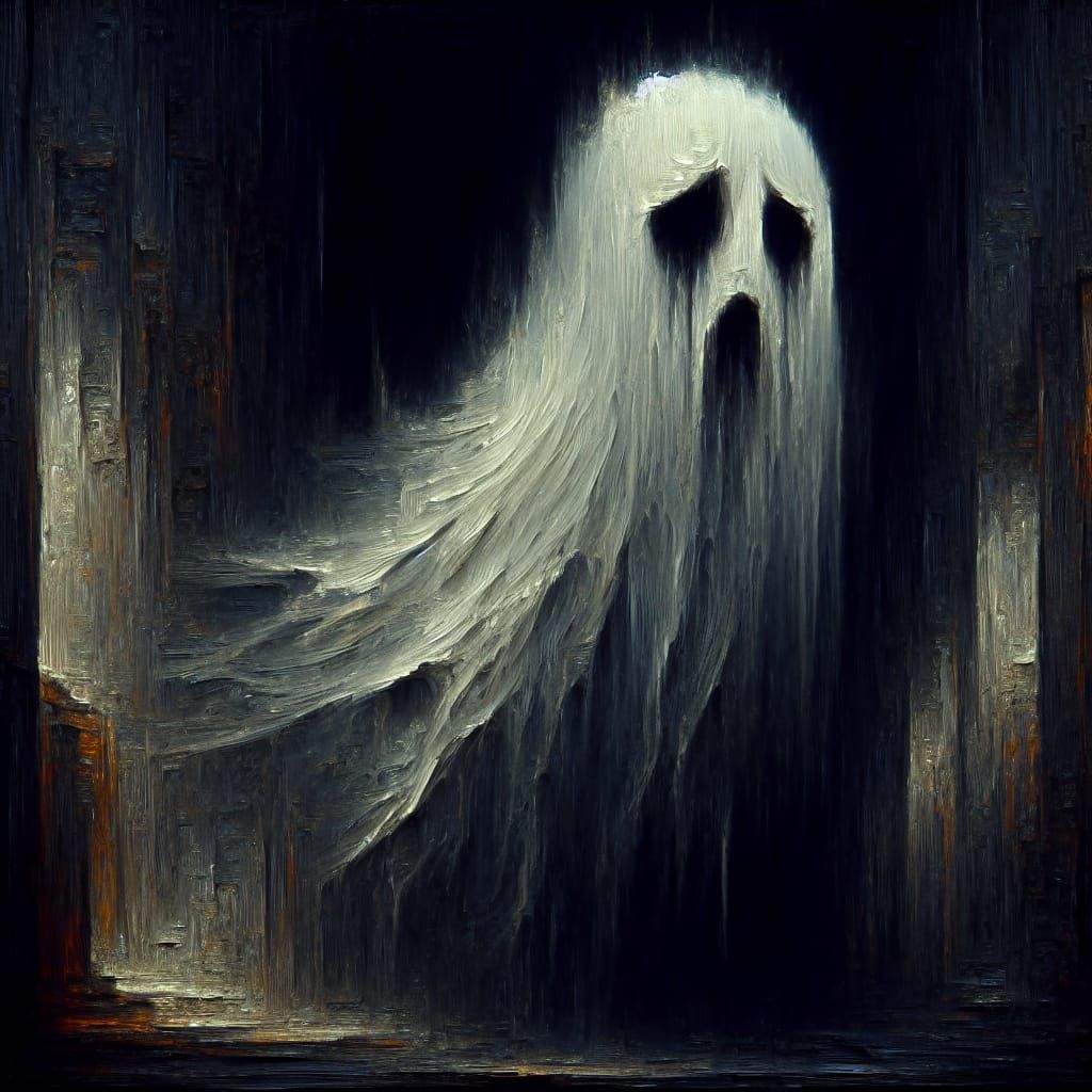 Woeful Phantom in Gloomy Chamber: Matte Fantasy Art
