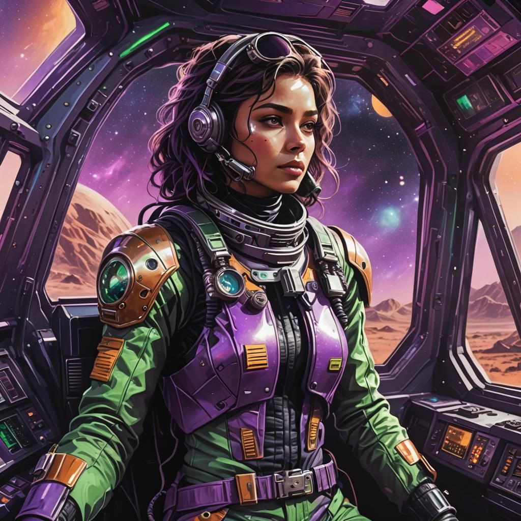 Retro Space Explorer on Alien Planet, VHS Aesthetic