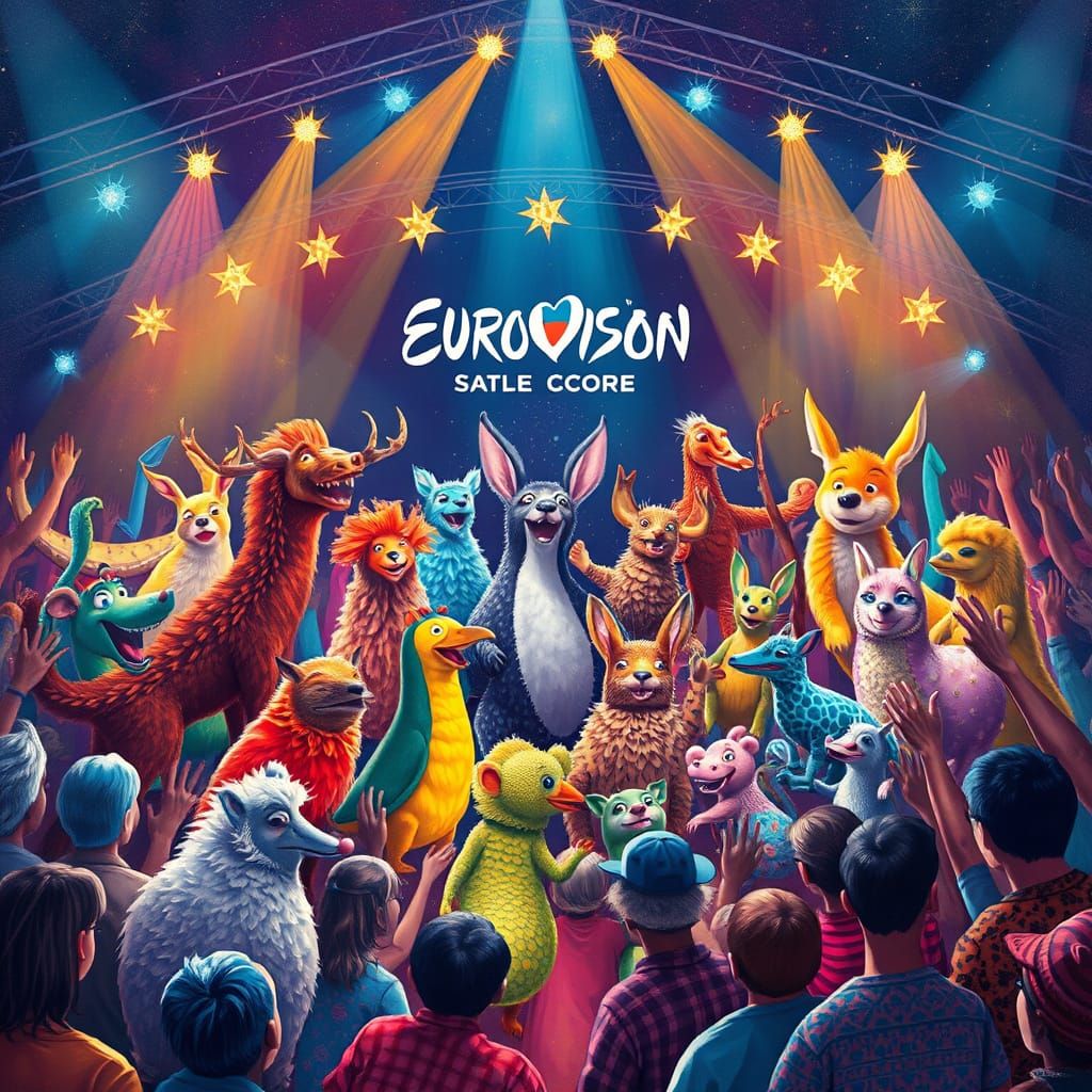 Animals on Stage in a Eurovision Style
