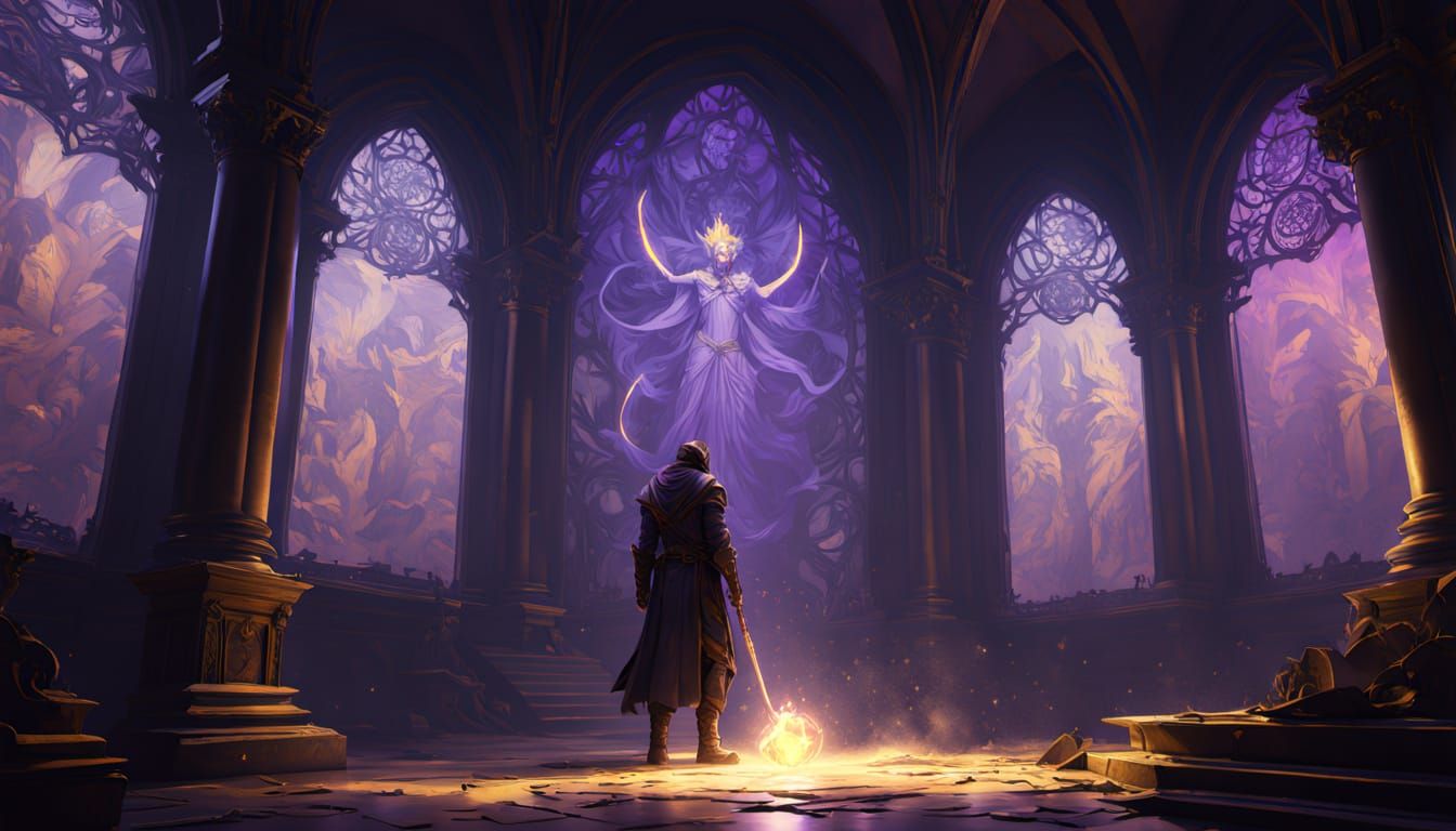 Lone Figure Before Glowing Book: Dark Fantasy Art