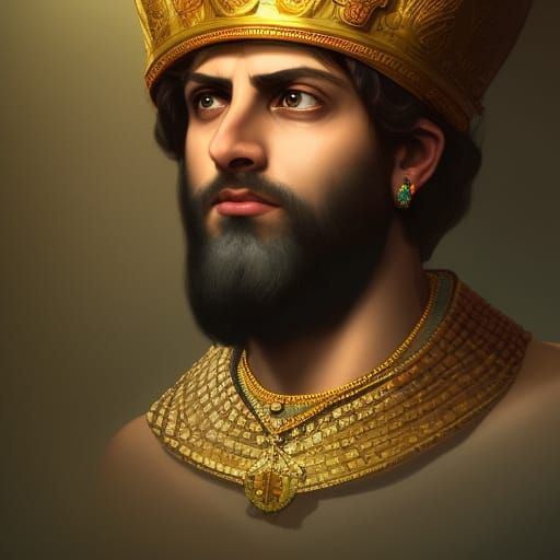 King Cyrus Portrait in Art Nouveau Style