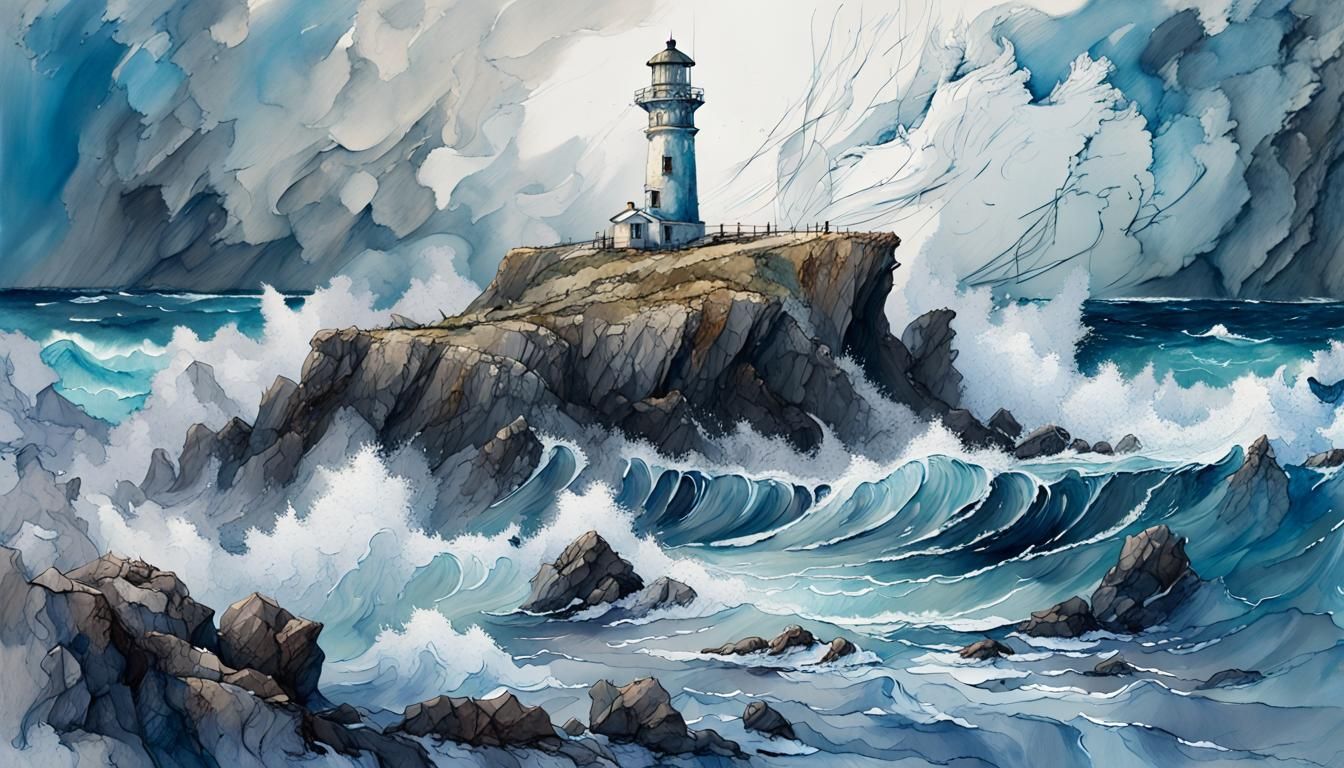Steadfast Coastal Lighthouse in Dramatic Marine Landscape