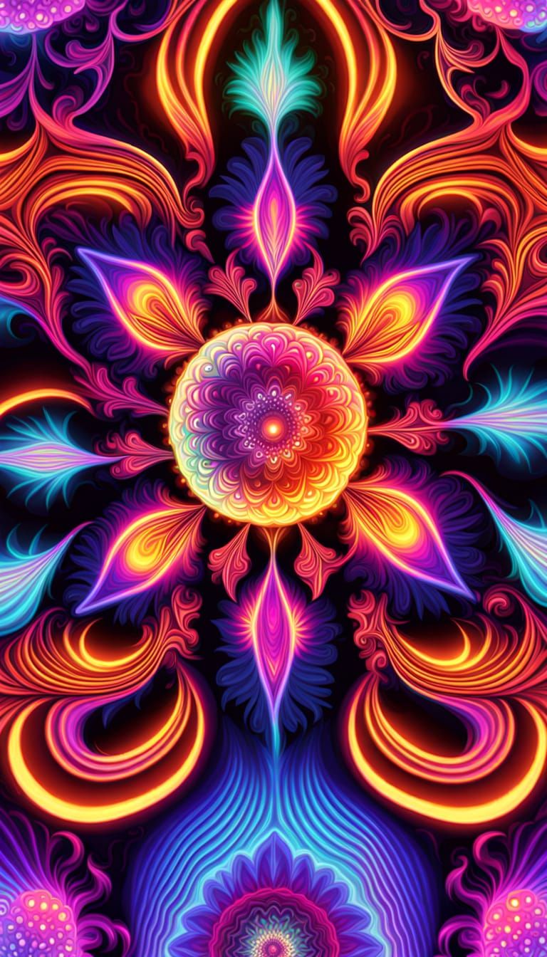 Psychedelic Fractal Hallucinations in Neon Colors
