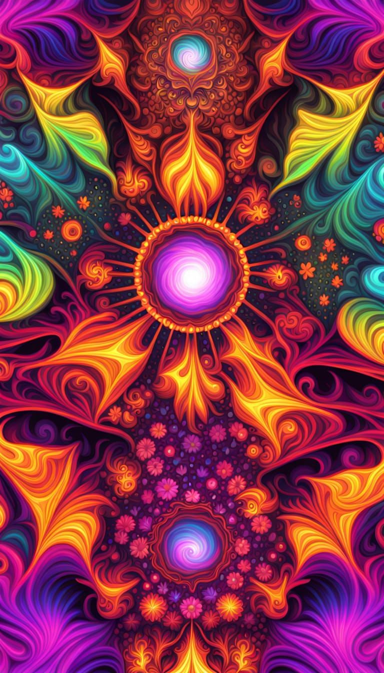 Psychedelic Fractal Hallucinations in Neon Colors