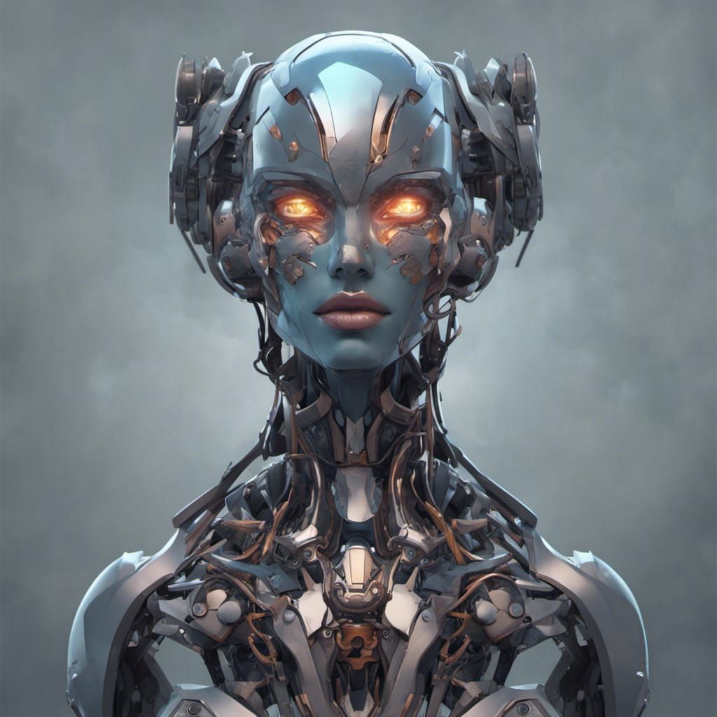 Hyperdetailed Robot Head and Shoulders Portrait