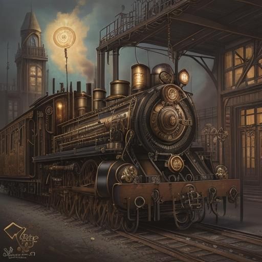 Steampunk Engine Awaits: Retro-Futuristic Design