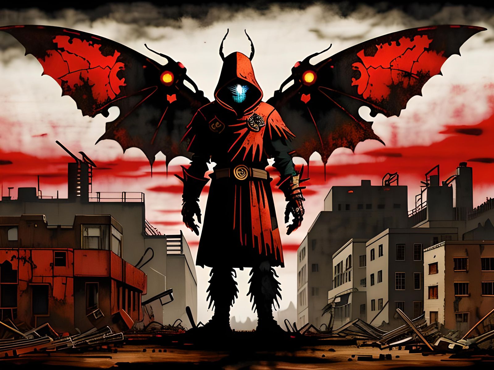 Mothman Silhouette in Steampunk Style