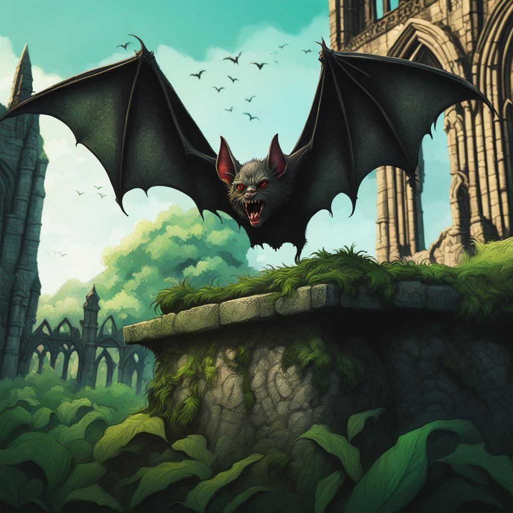 Vampire Bat in Gothic Whitby Abbey Jungle