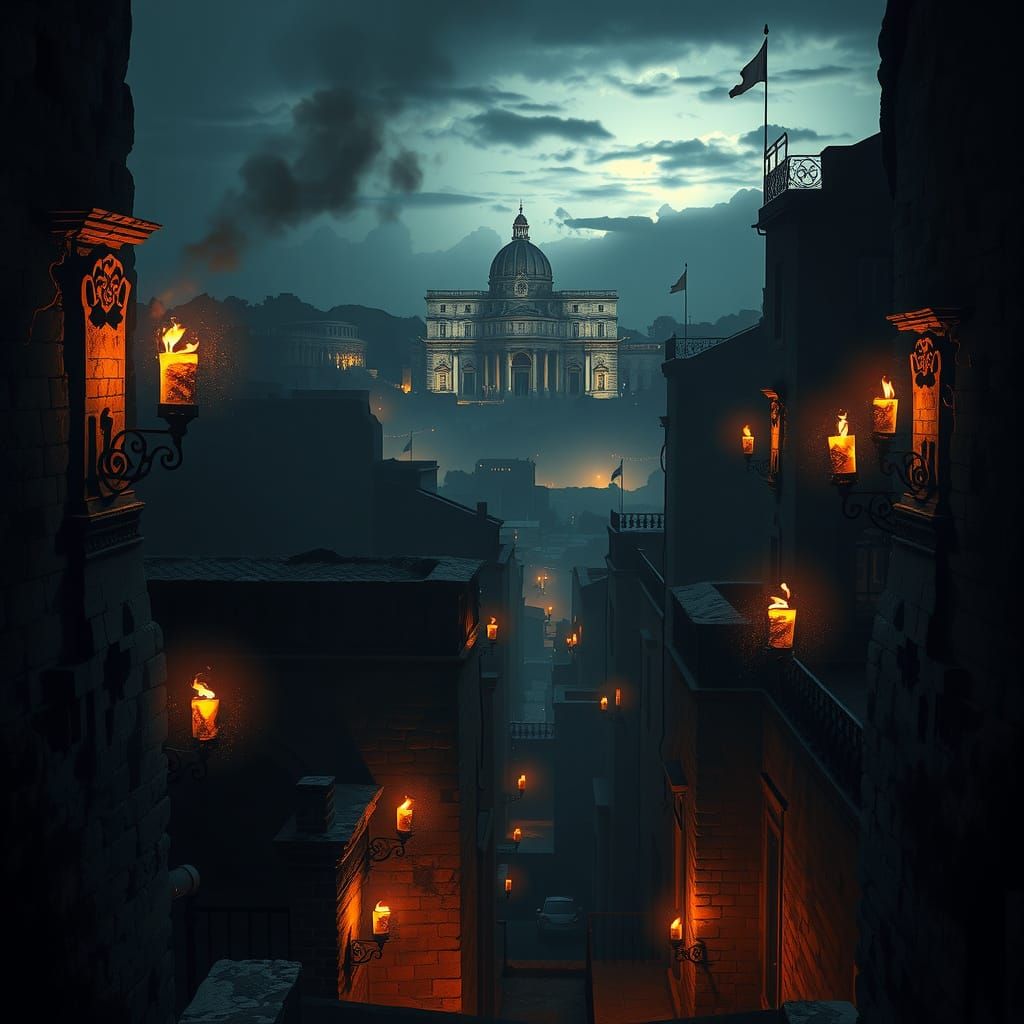 Moonlit Shadows on Ancient Rome's Palatine Hill