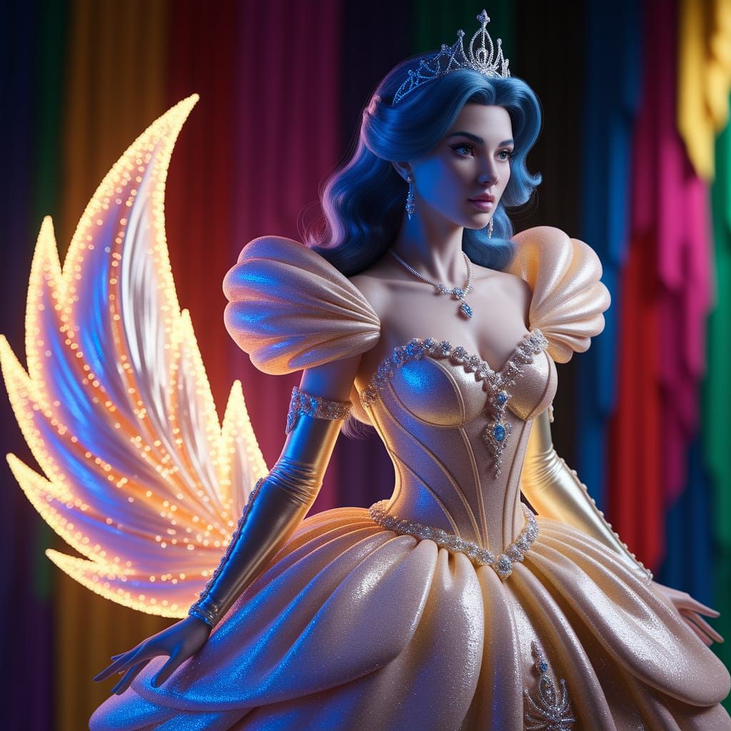 Glowing Golden Princess in Elegant Gala Style