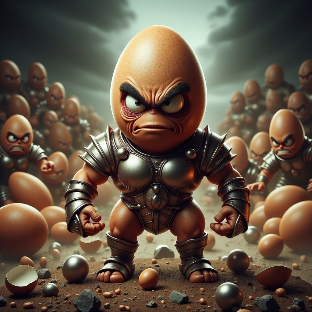 Roman Soldier with Egg Head in Galea Helmet