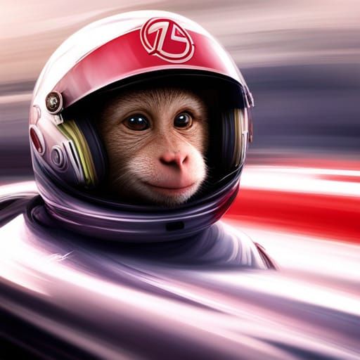 monkey driving a race car