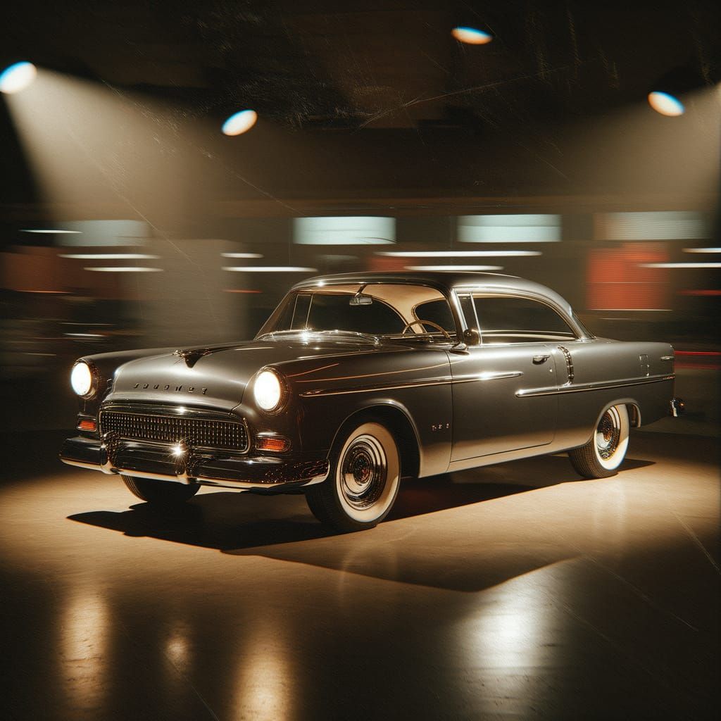 Classic Chrome Beauty in Dimly Lit Showroom